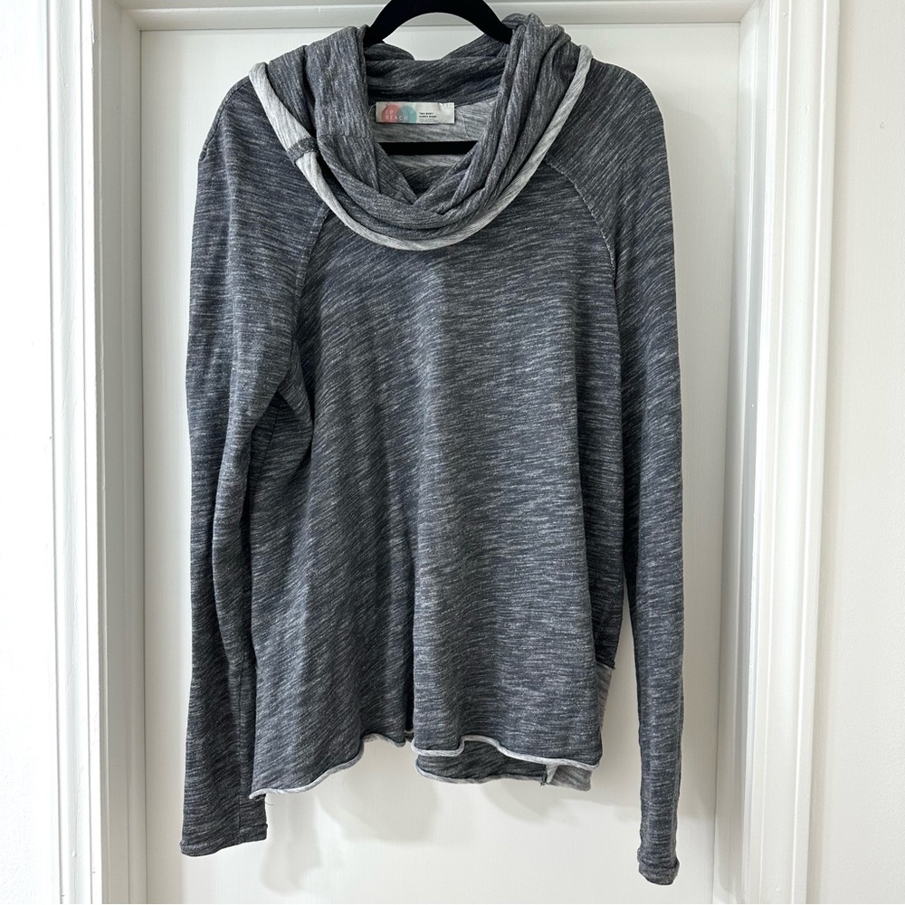 Free People FP Beach Gray Two Body Cowl Neck Tunic Top Sweater